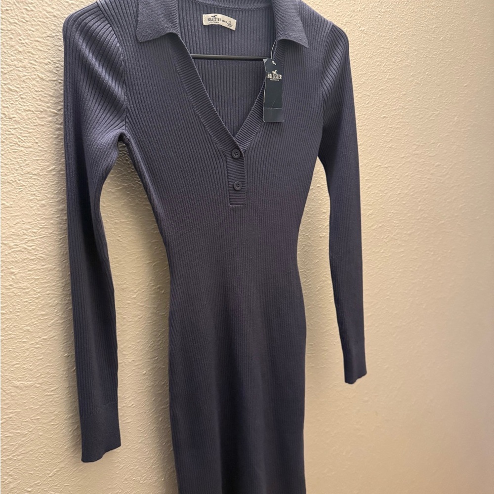 Brand new Hollister Long Sleeve Ribbed Dress in Deep Blue